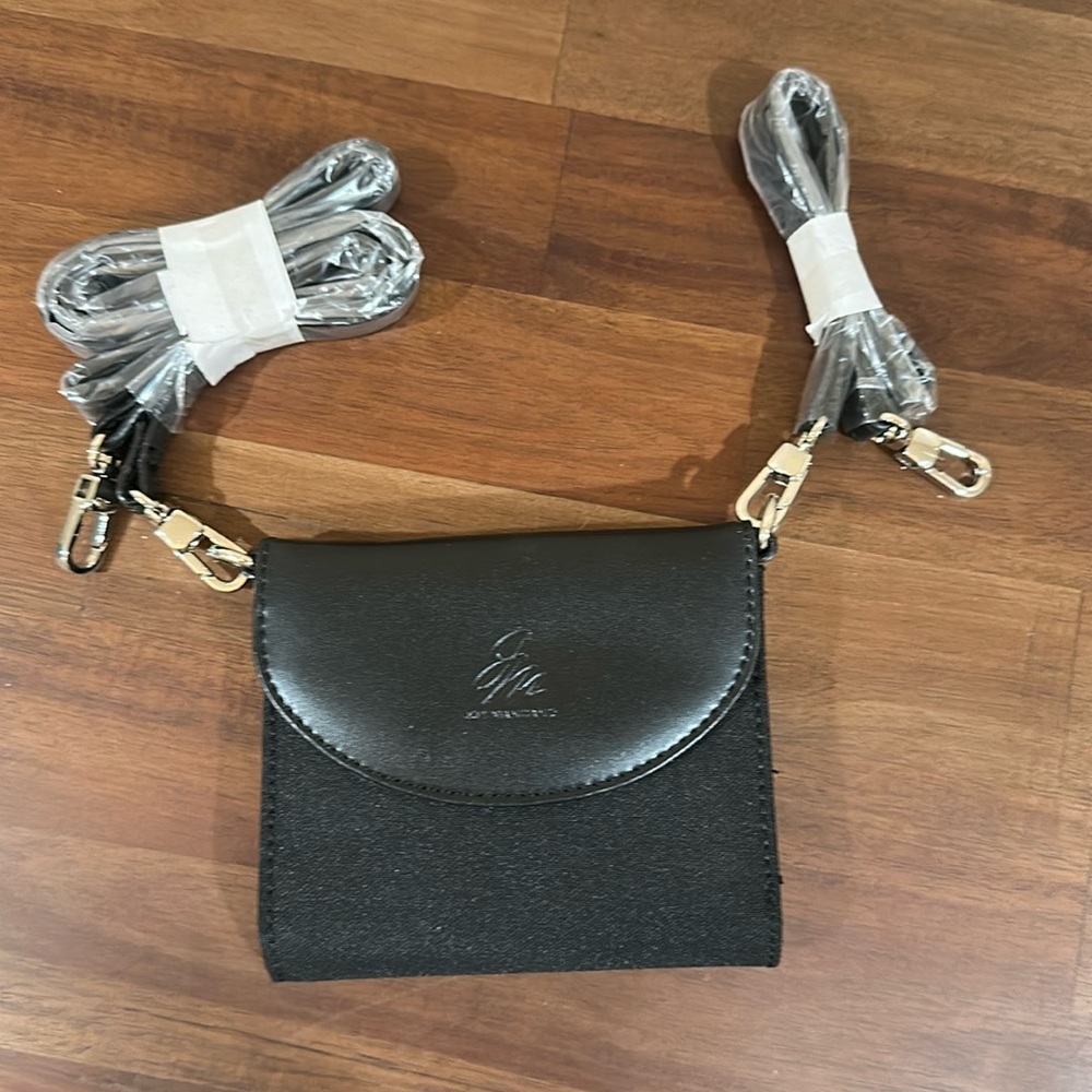 Joy Mangano polyester wallet with two straps - black